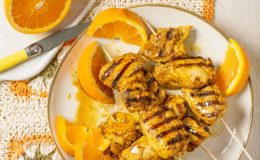 receta brochetas pollo marinado naranja
