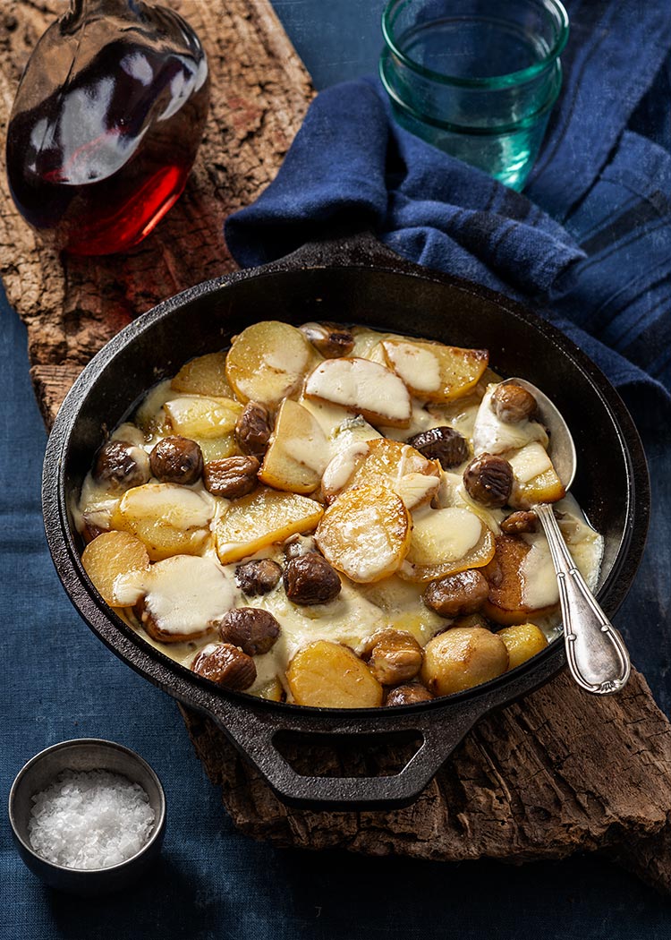 receta truffade patatas queso castanas
