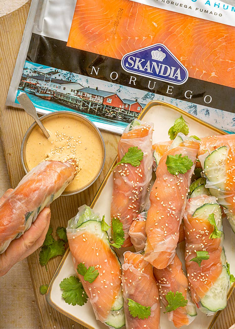 receta rollitos rellenos salmon ahumado