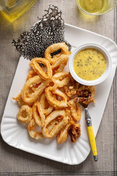 receta calamares rebozados mayonesa algas