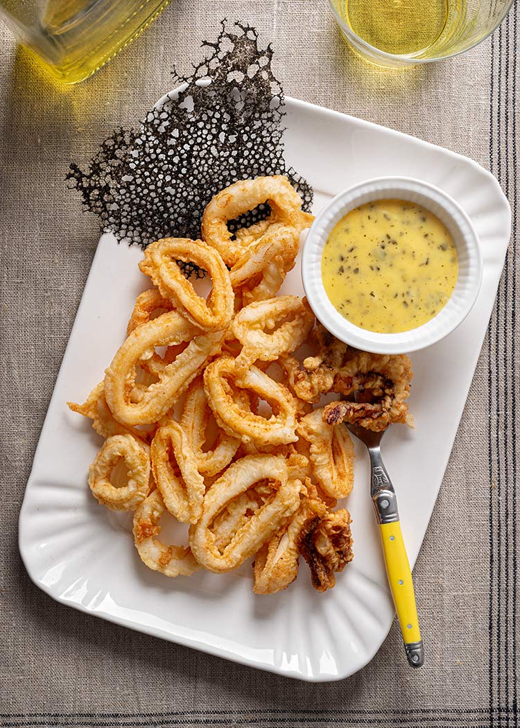 receta calamares rebozados mayonesa algas