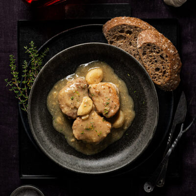 Solomillo de cerdo al ajillo