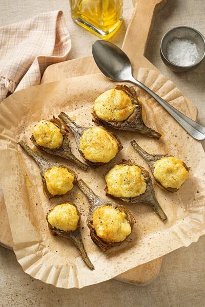 receta alcachofas rellenas bacalao