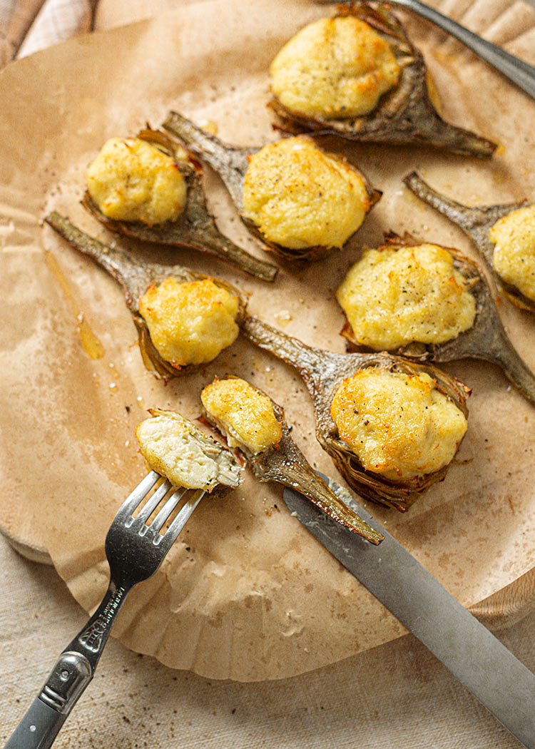 receta alcachofas rellenas bacalao