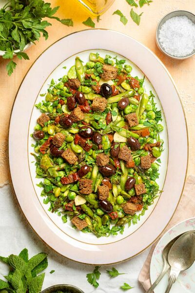receta ensalada habas guisantes