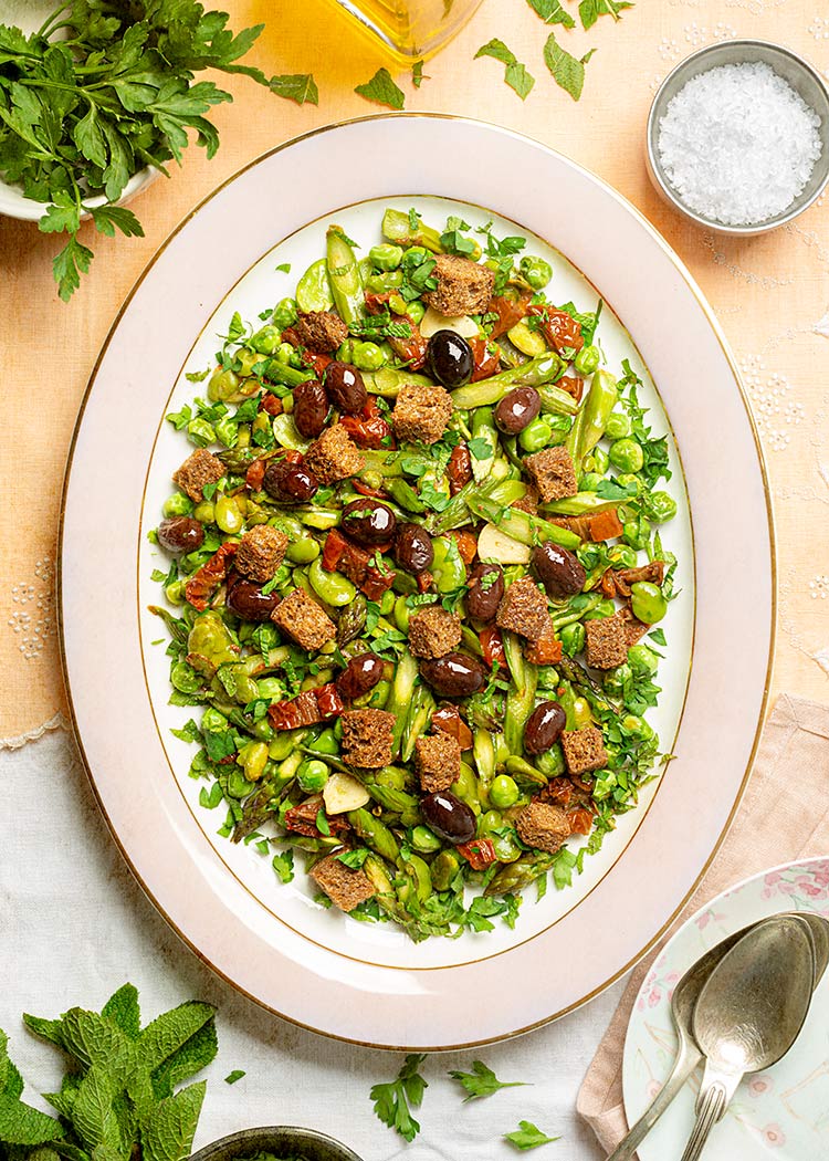 receta ensalada habas guisantes