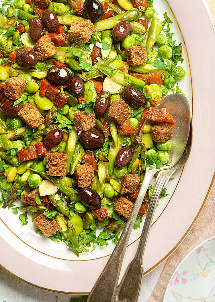 receta ensalada habas guisantes