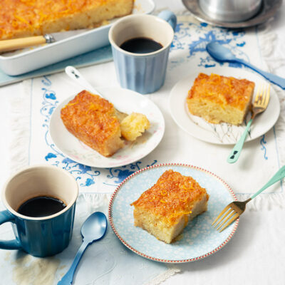 Pastel griego de naranja y filo, portokalopita
